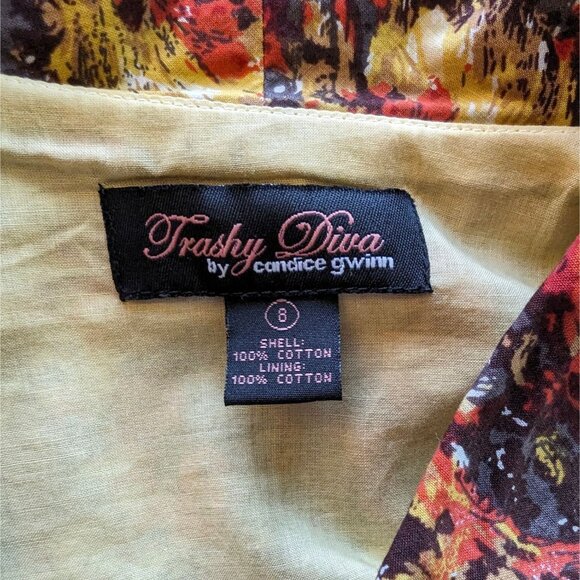 Trashy Diva by Candice‎ Gwinn Warm Watercolor orange gold pleated Dress 8 - Picture 11 of 16